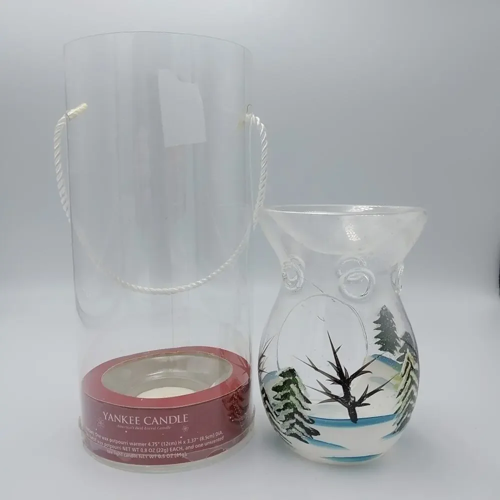 Yankee Candle Winter Glass‎ tart warmer Christmas trees snow